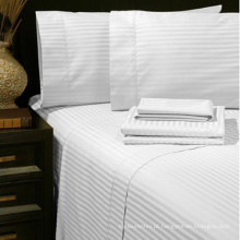O lenço branco do cetim do poliéster 50% do algodão 50% 1cm listra o lençol liso para o hotel e a casa